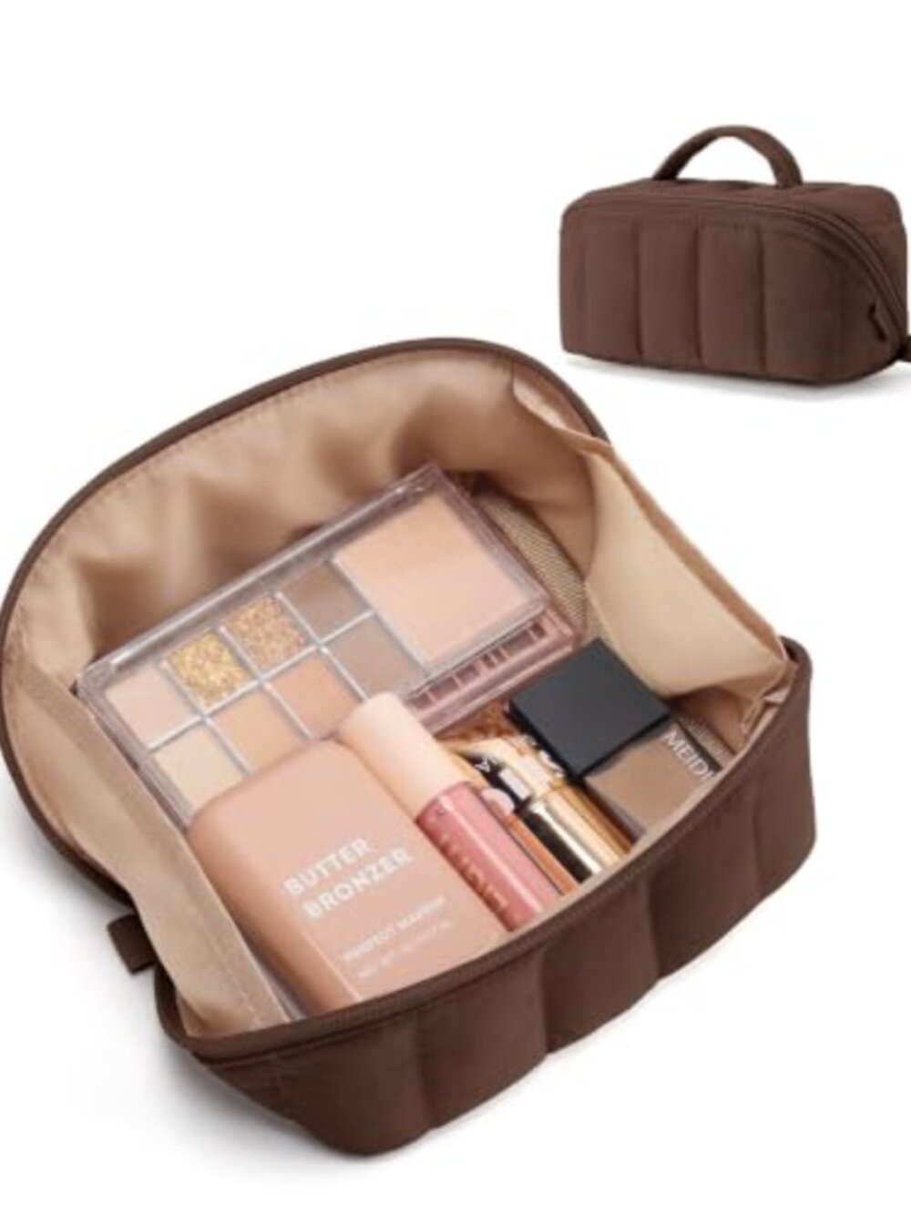 Quilted Small Makeup Bag Cosmetic Toiletry Travel Zipper Pouch